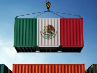 Mexican flag on a container 